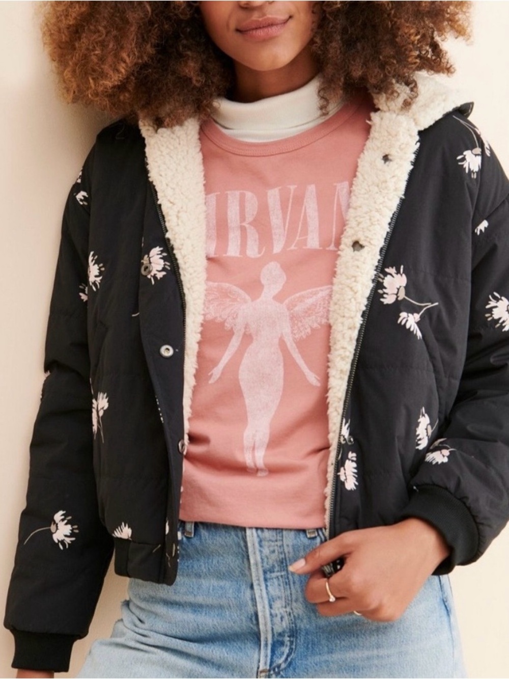 Saltwater Luxe Izzy Floral Sherpa Puffer Jacket S Anthropologie